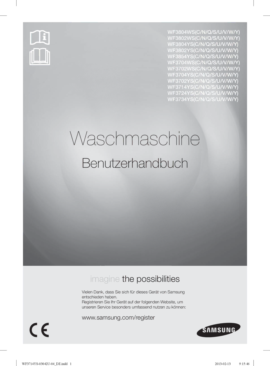 Samsung WF3854YSV2/XEG, WF3724YSV2/XEG, WF3714YSW2/XEG manual Waschmaschine 