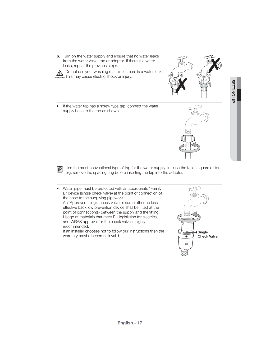 Samsung WF431ABP/XEU manual Single Check Valve 