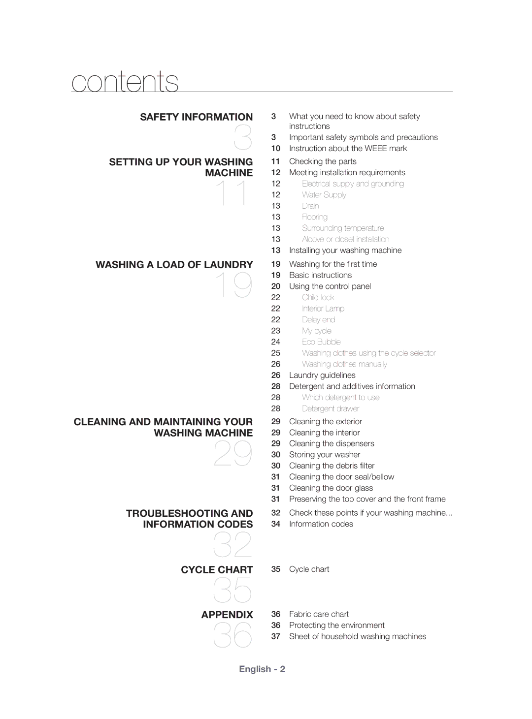 Samsung WF431ABP/XEU manual Contents 