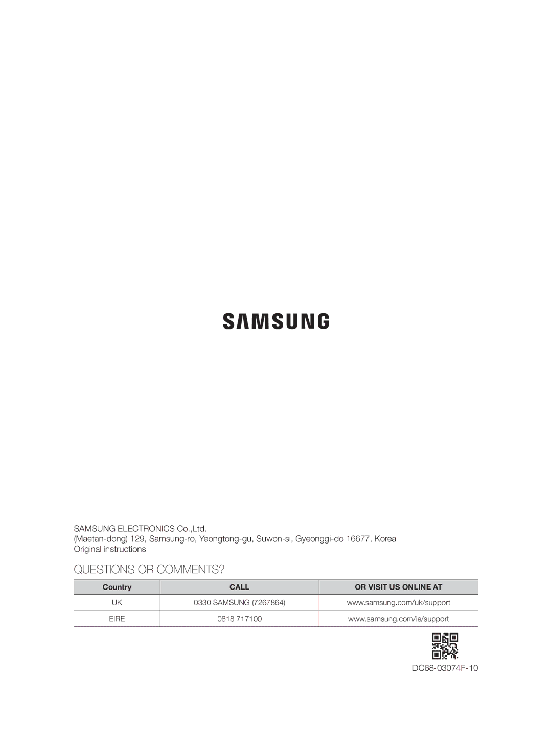 Samsung WF431ABP/XEU manual Questions or COMMENTS? 