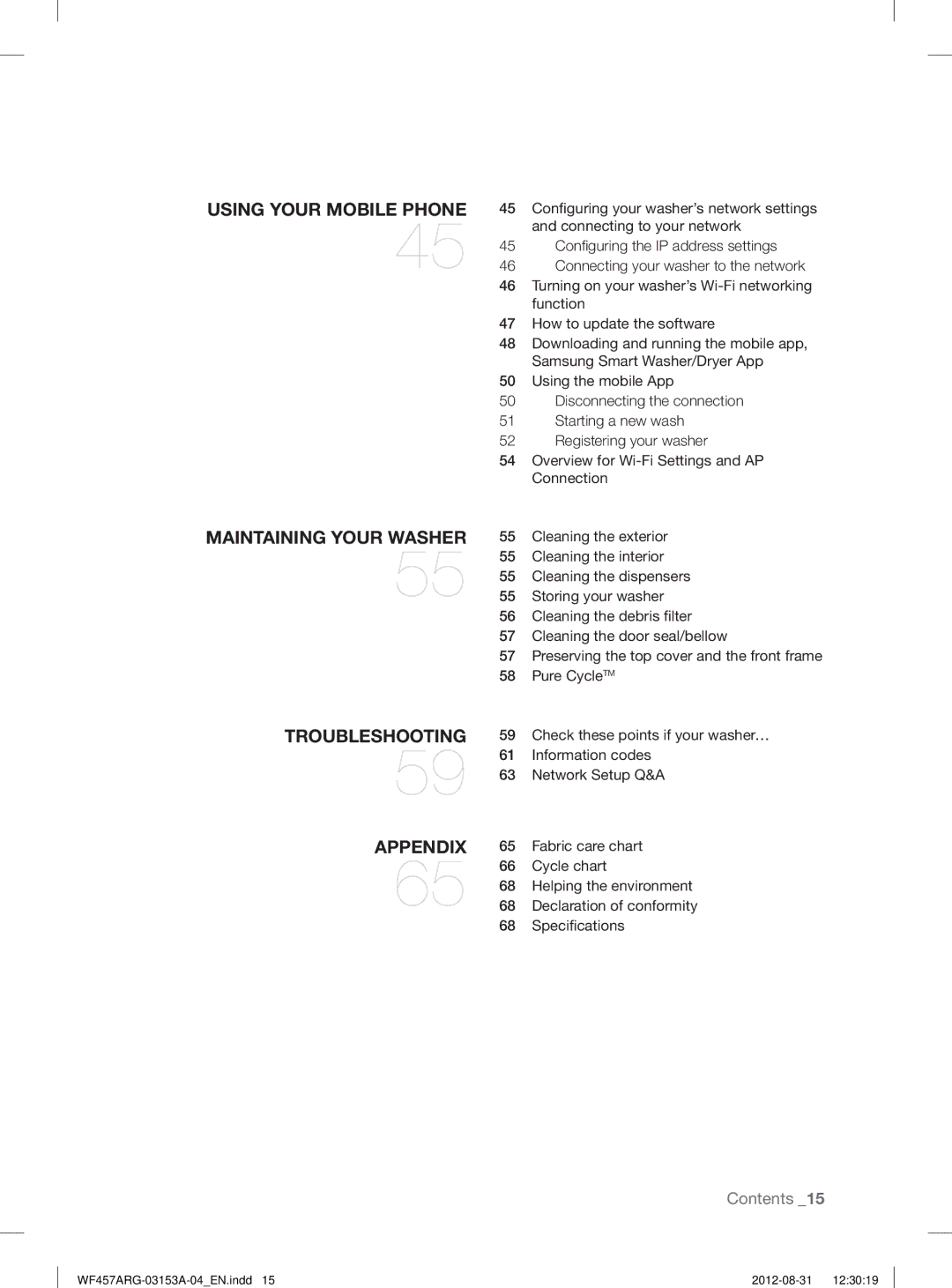 Samsung WF457ARGSGR Conﬁguring your washer’s network settings, Connecting to your network, Function, Using the mobile App 