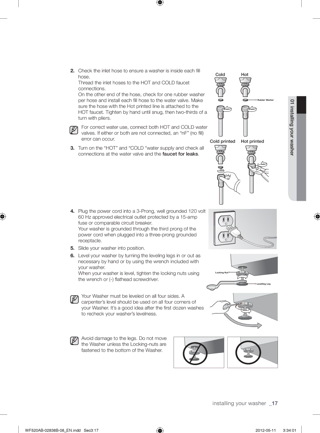 Samsung WF520ABP/XAA manual Cold printed Hot printed 