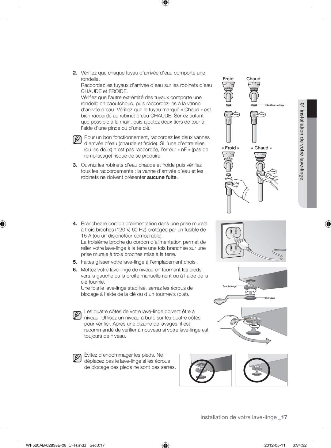 Samsung WF520ABP/XAA manual « Froid » 