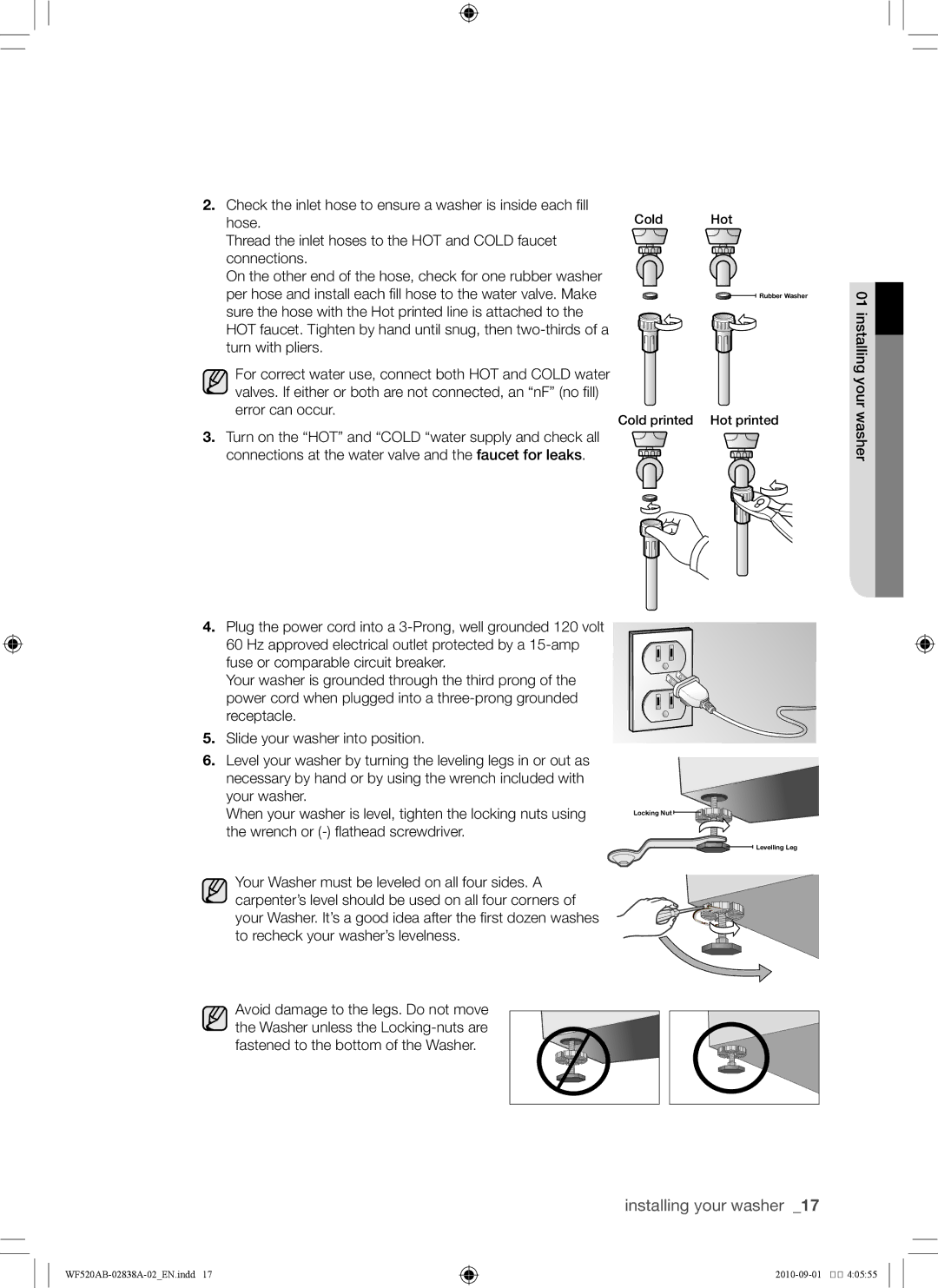 Samsung WF520ABP/XAA manual Cold printed Hot printed 