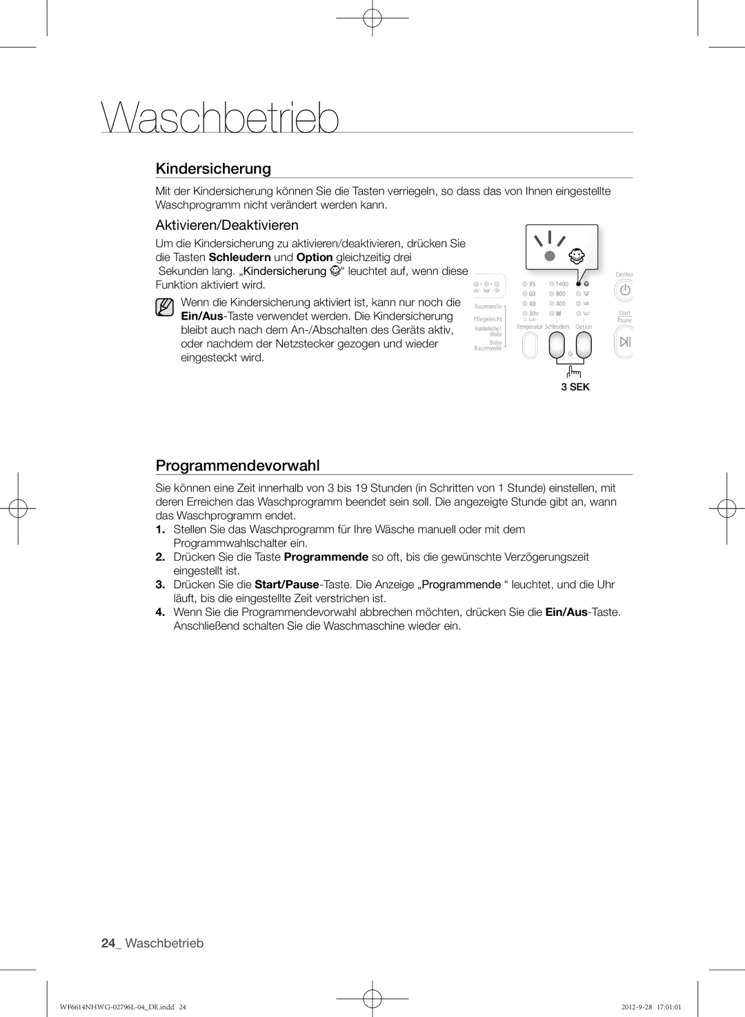 Samsung WF6612NHWG/XEG, WF6614NHWG/XEG, WF6604NHWG/XEG manual Aktivieren/Deaktivieren 