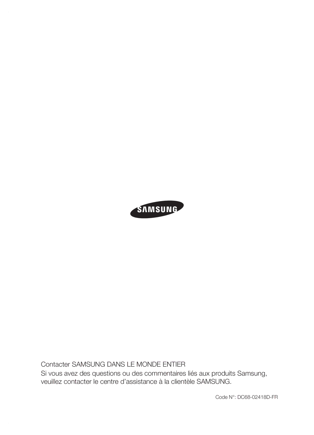 Samsung WF6702N7W/YMF manual Code N DC68-02418D-FR 