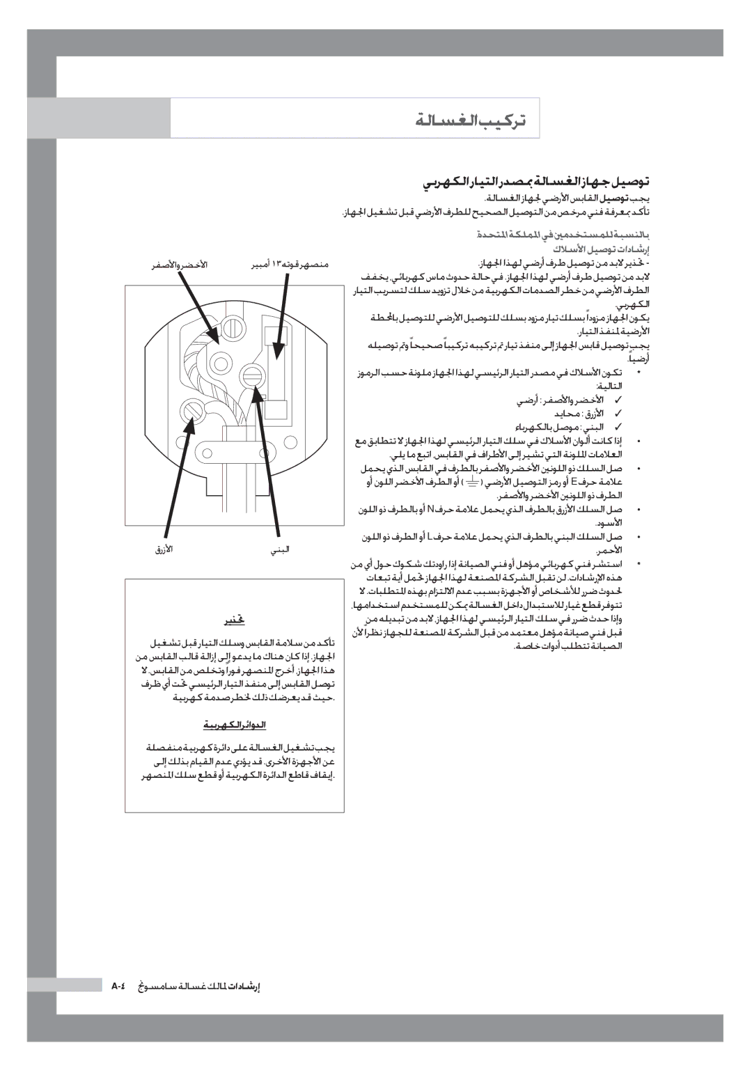 Samsung WF6602S7CF/YL, WF6702S7CF/YL manual ريذتح, ةيبرهكلا رئاودلا 