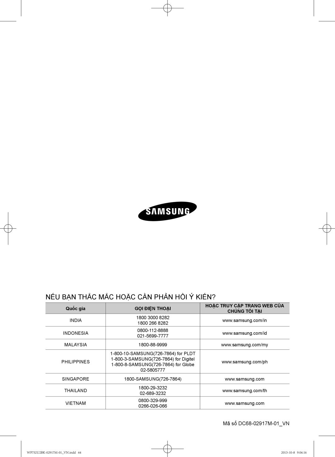 Samsung WF692U0BKWQ/SV, WF752U2BKWQ/SV manual NẾU BẠN Thắc MẮC Hoặc CẦN Phản HỒI Ý KIẾN? 