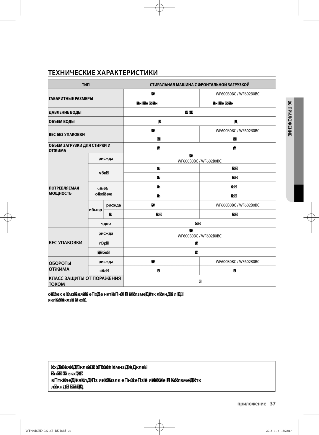 Samsung WF600B0BCWQDLP, WF700B0BDWQ/LP, WF700B0BDWQDLP, WF600B0BCWQ/LP Технические Характеристики, Приложение, 06 приложение 