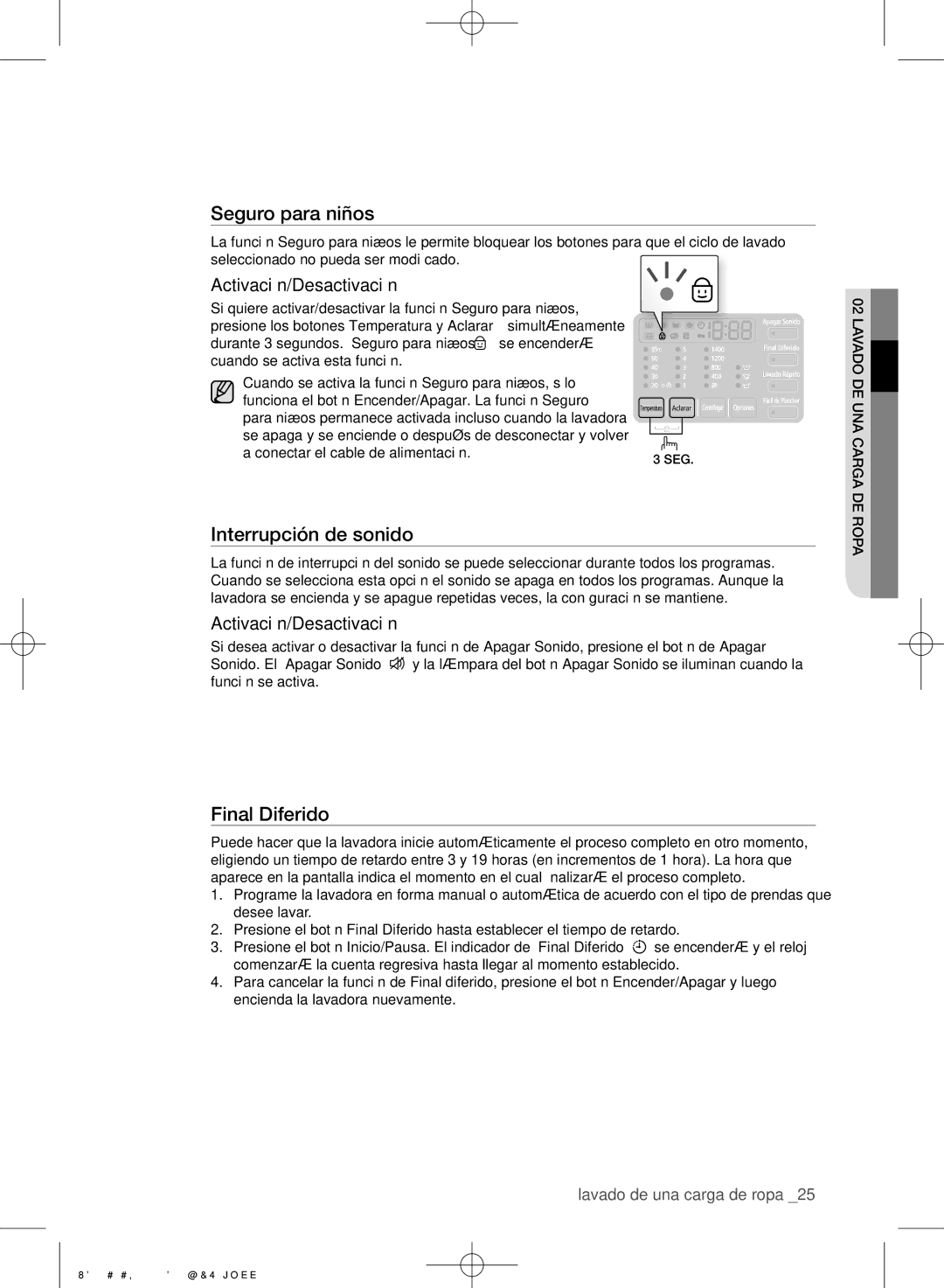 Samsung WF700B4BKWQ/EC, WF702B2BKWQ/EC, WF700B2BKWQ/EC manual Interrupción de sonido, Activación/Desactivación 