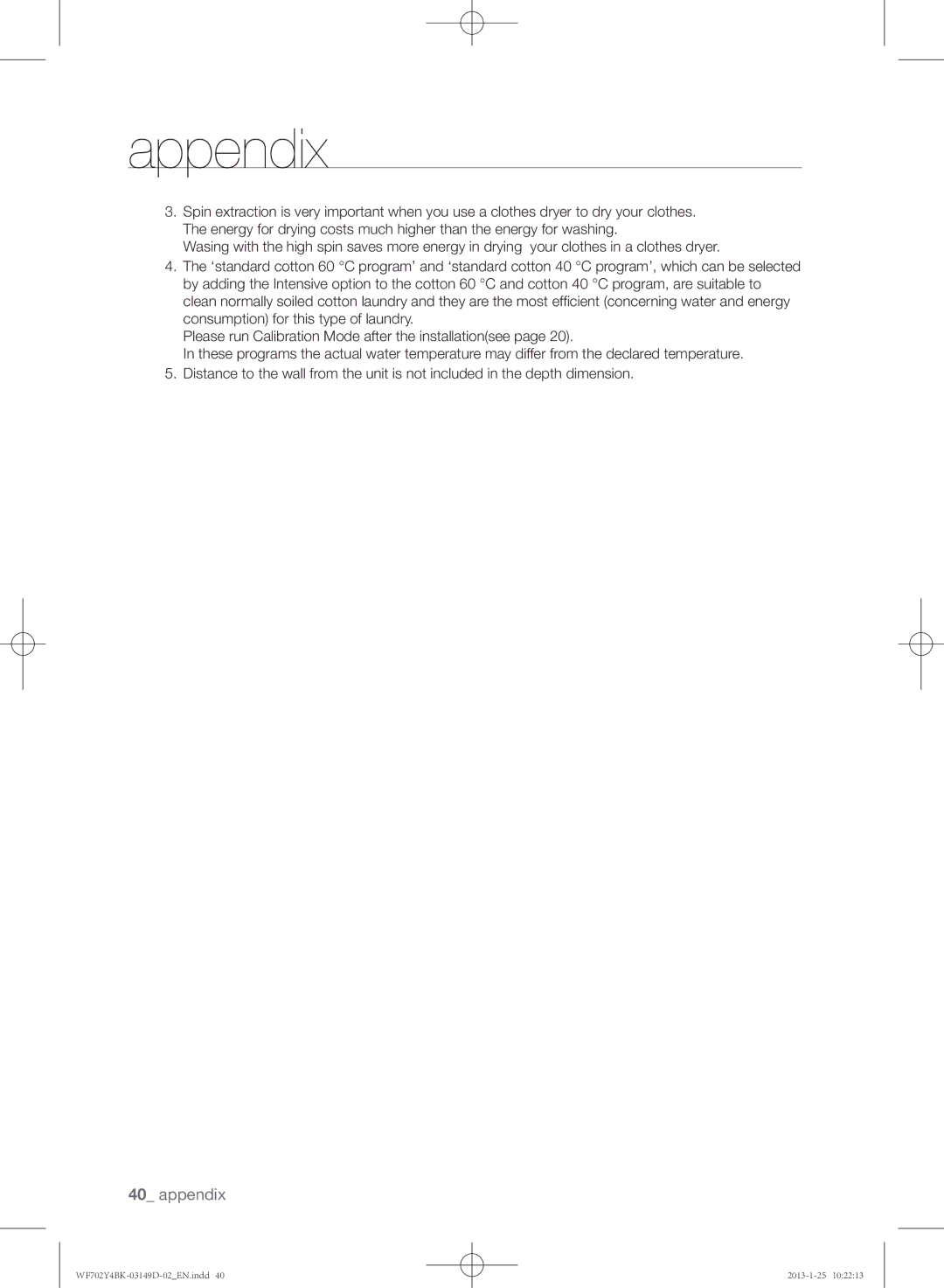 Samsung WF602B4BKWQ/EE, WF702B4BKWQ/EE, WF600B4BKWQ/EE manual Appendix 