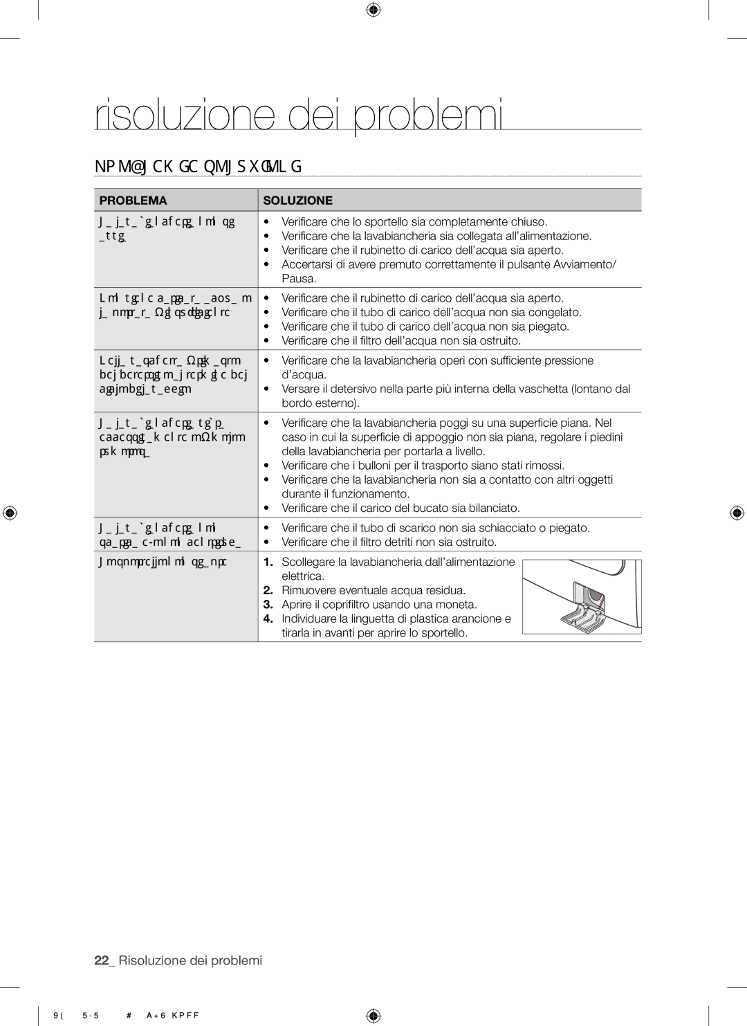 Samsung WF7101SKS/XET, WF7101SKC/XET manual Risoluzione dei problemi, Problemi E Soluzioni 