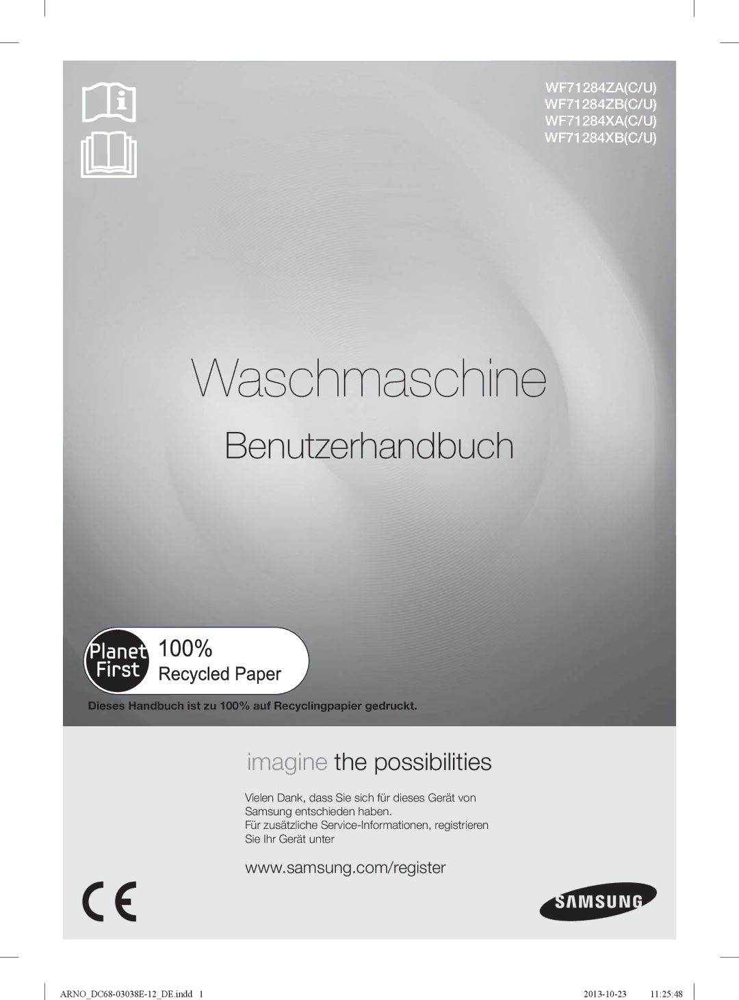 Samsung WF71284ZAC/XEG manual Waschmaschine 