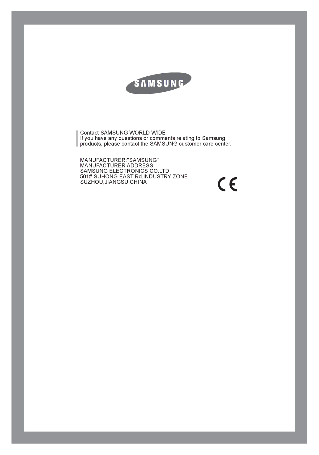 Samsung WF7350N7W/YLW, WF7350N7W/YLR, WF6450N7W/YLW, WF6450N7W/YLR, WF6528N7W/YLR, WF6458N7W/YLW Contact Samsung World Wide 