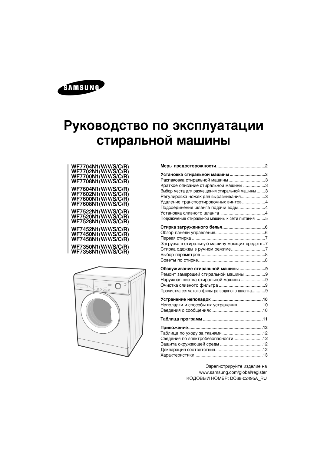 Samsung WF7358N1W/YLP manual Òúë‡Î¸Ìóè Ï‡¯Ëì˚ 