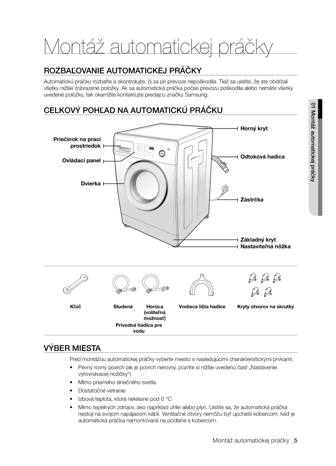 Samsung WF7522NAW/XEH Montáž automatickej práčky, Rozbaľovanie Automatickej Práčky, Celkový Pohľad NA Automatickú Práčku 