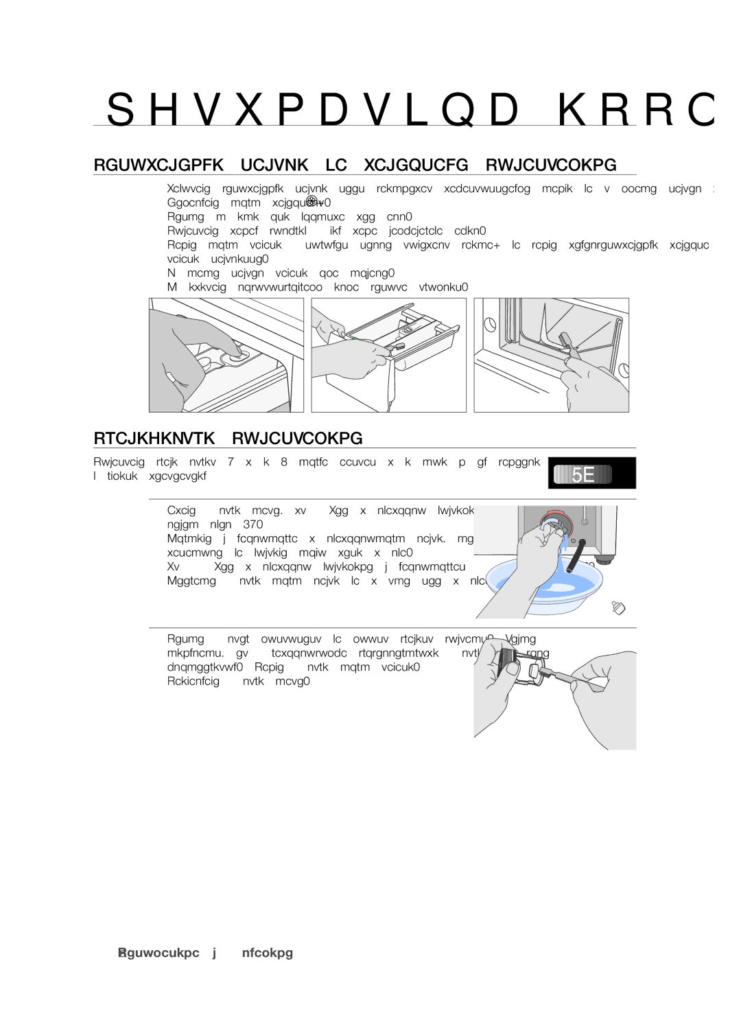 Samsung WF7522S8R/YLR, WF7602S8R/YLP, WF7522S8R/YLP Pesuvahendi Sahtli JA Vaheosade Puhastamine, Prahifiltri Puhastamine 