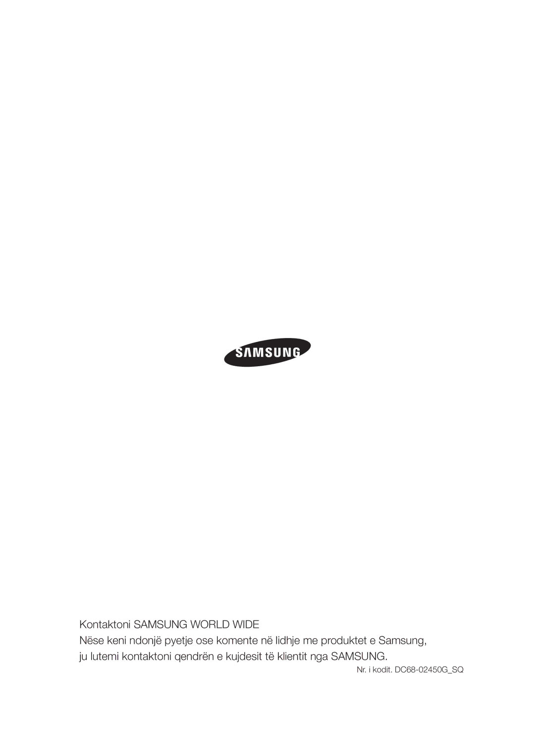 Samsung WF7600SAV/YLE, WF7602SAV/YLE, WF7604SAV/YLE manual Nr. i kodit. DC68-02450GSQ 