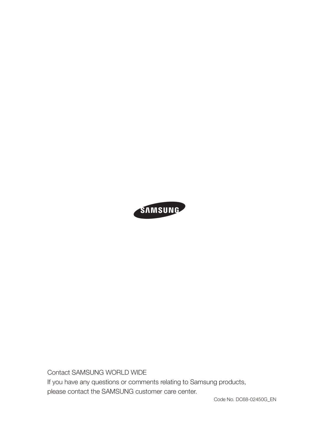 Samsung WF7600SAV/YLE, WF7602SAV/YLE, WF7604SAV/YLE manual Code No. DC68-02450GEN 