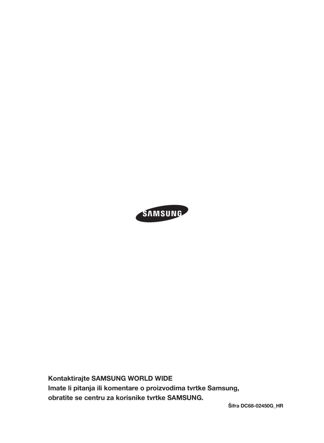 Samsung WF7600SAV/YLE, WF7602SAV/YLE, WF7604SAV/YLE manual Šifra DC68-02450GHR 