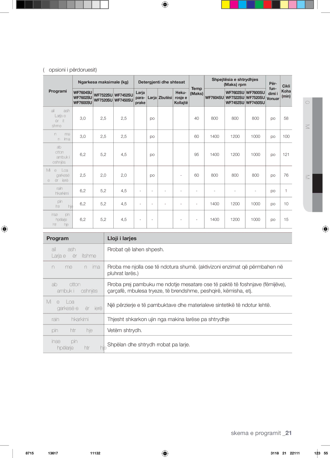 Samsung WF7602SUV/YLE, WF7604SUV/YLE manual Pluhrat larës Baby Cotton 