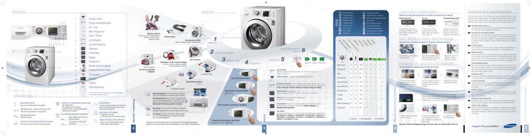 Samsung WF70F7E6P4W/EG manual übersicht, waschen, zusätzliche einstellungen, funktionen ihrer waschmaschine, vorbereitung 
