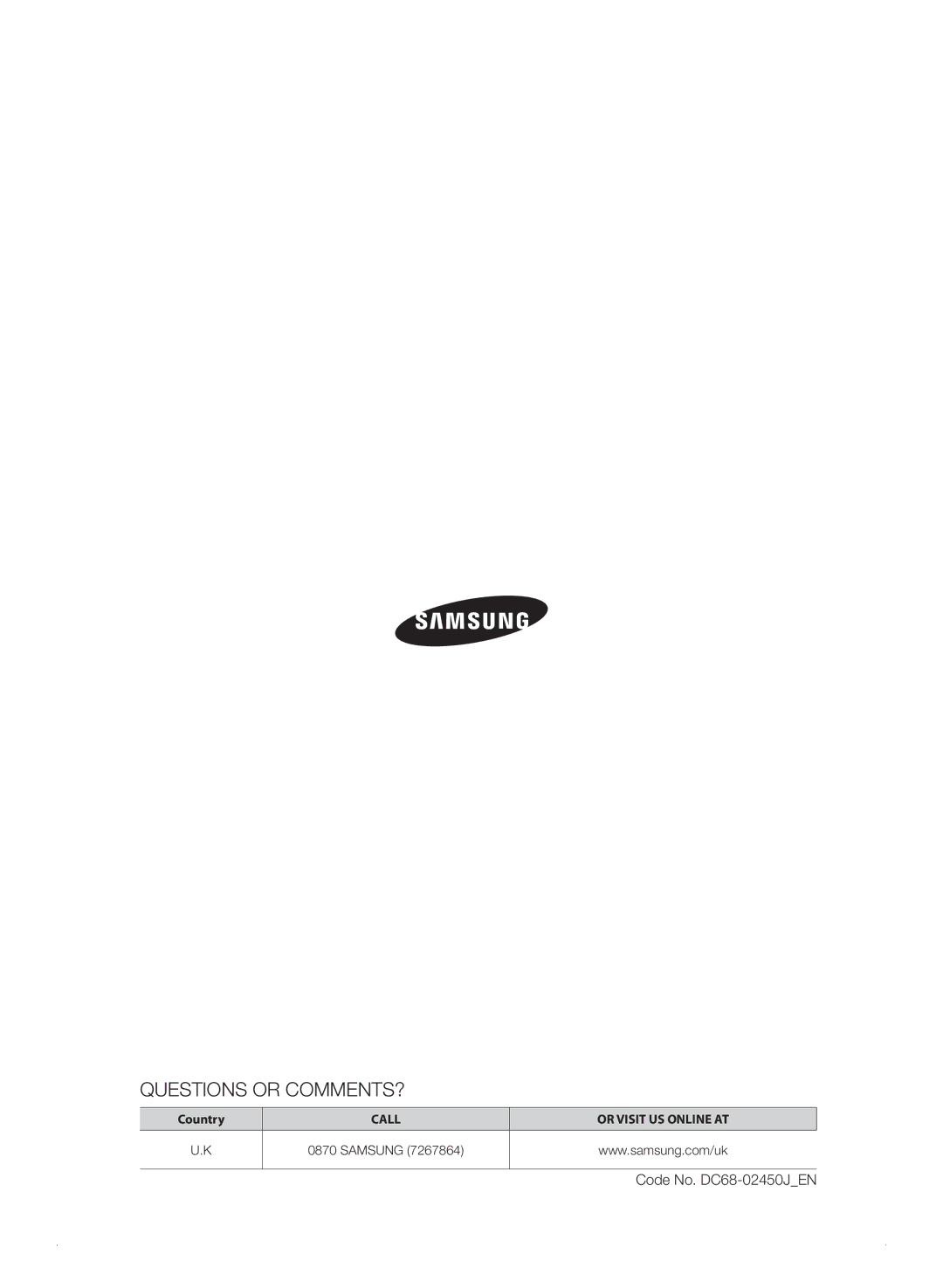 Samsung WF7702NAW/XEU manual Questions or COMMENTS? 