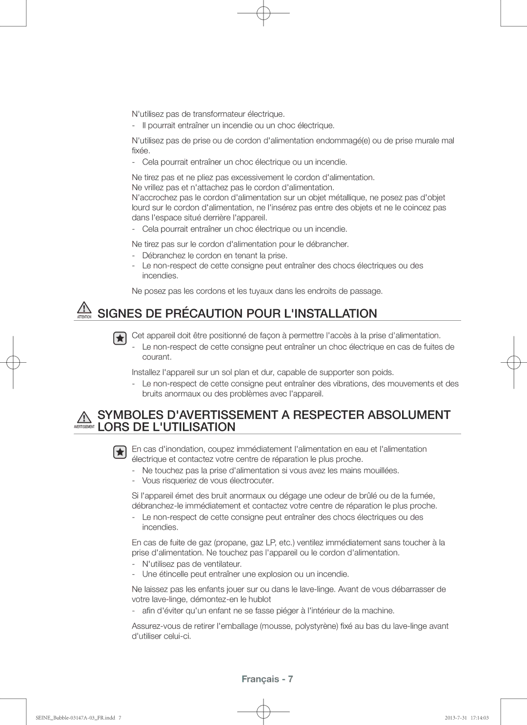 Samsung WF906U4SAWQ/EF, WF806U4SAWQ/EF manual Français 