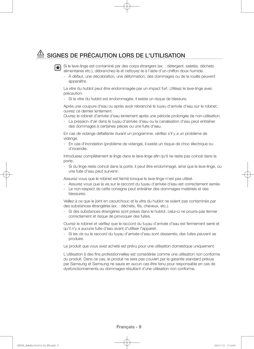 Samsung WF906U4SAWQ/EF, WF806U4SAWQ/EF manual Français 