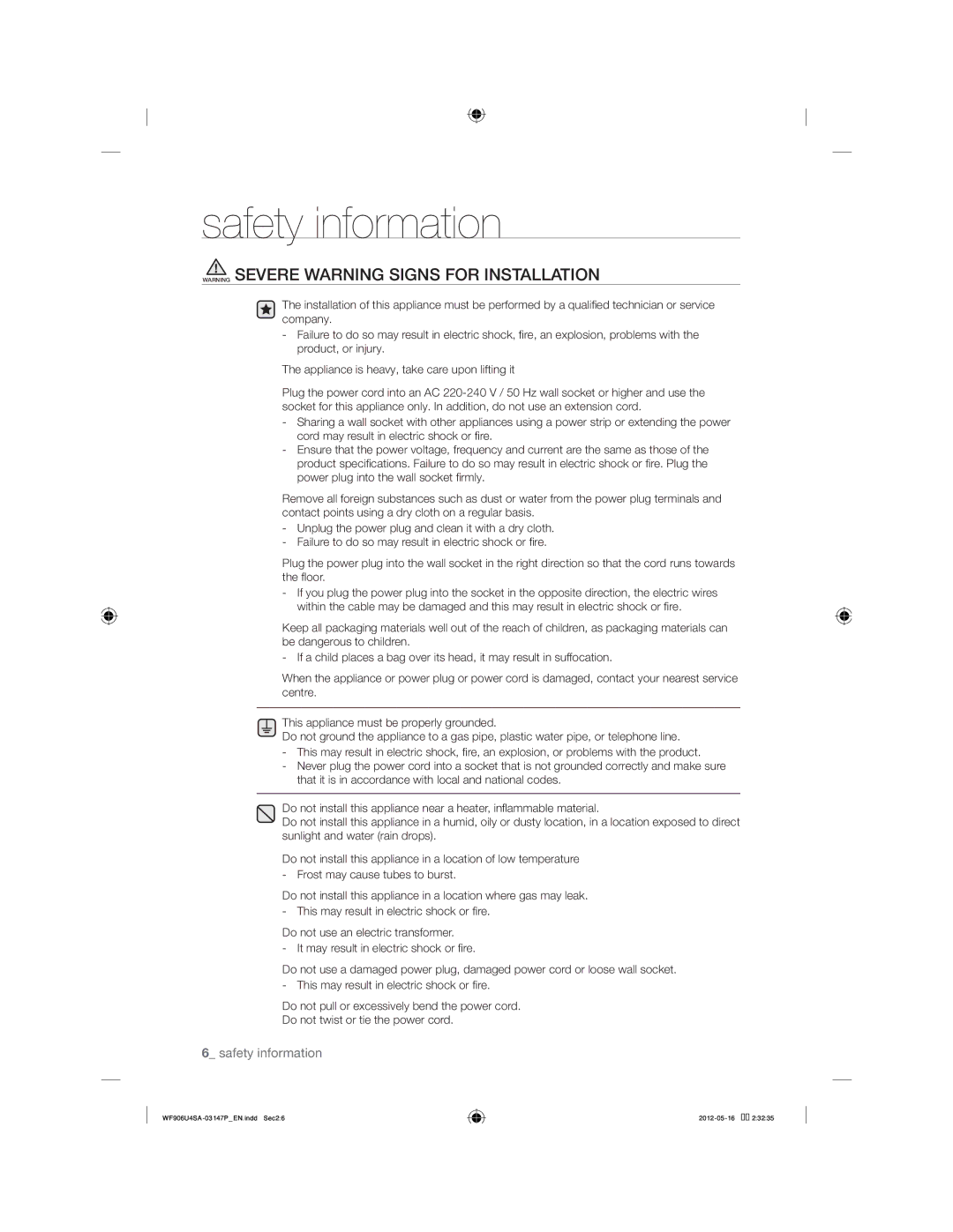 Samsung WF906U4SAWQ/LV, WF806U4SAWQ/LV, WF805U4SAWQ/LV manual WF906U4SA-03147PEN.indd Sec26 2012-05-16  