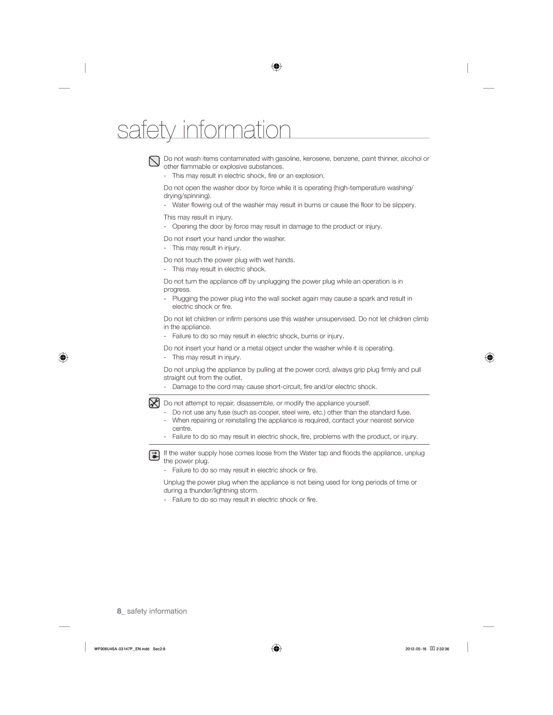 Samsung WF805U4SAWQ/LV, WF806U4SAWQ/LV, WF906U4SAWQ/LV manual WF906U4SA-03147PEN.indd Sec28 2012-05-16  