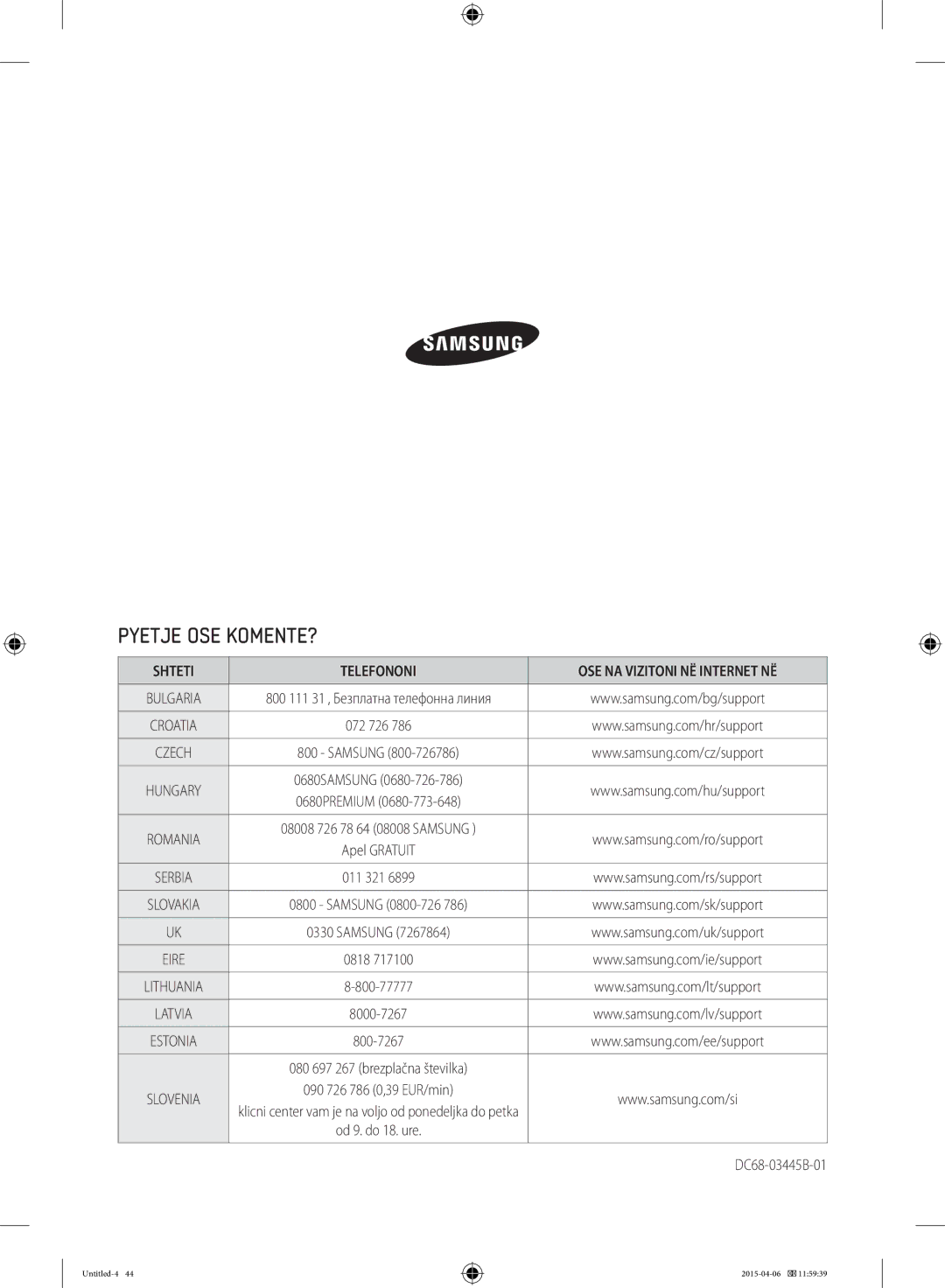 Samsung WF70F5E3W2W/LE, WF80F5E0W4W/LE, WF80F5E0W2W/LE, WF80F5E5W4W/LE, WF70F5E5W2W/LE Pyetje OSE KOMENTE?, Shteti Telefononi 