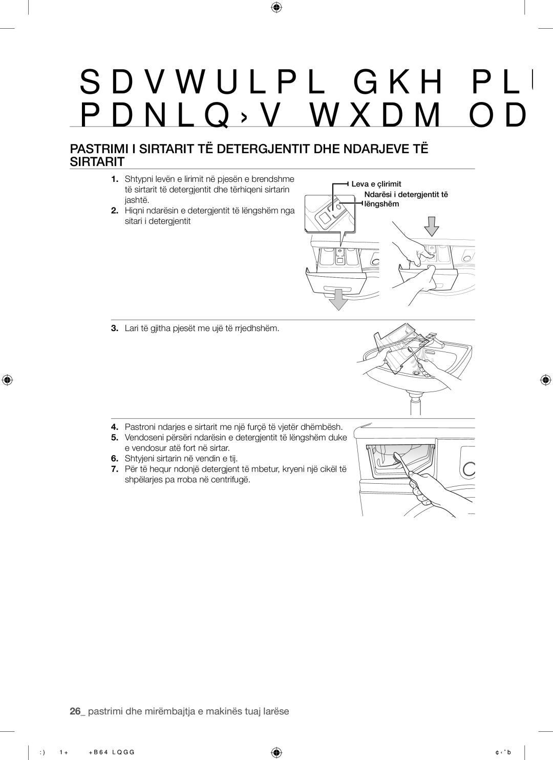 Samsung WF8508NMW/XEH, WF8500NHW/YLP, WF8622NHW/YLE manual Pastrimi I Sirtarit TË Detergjentit DHE Ndarjeve TË Sirtarit 