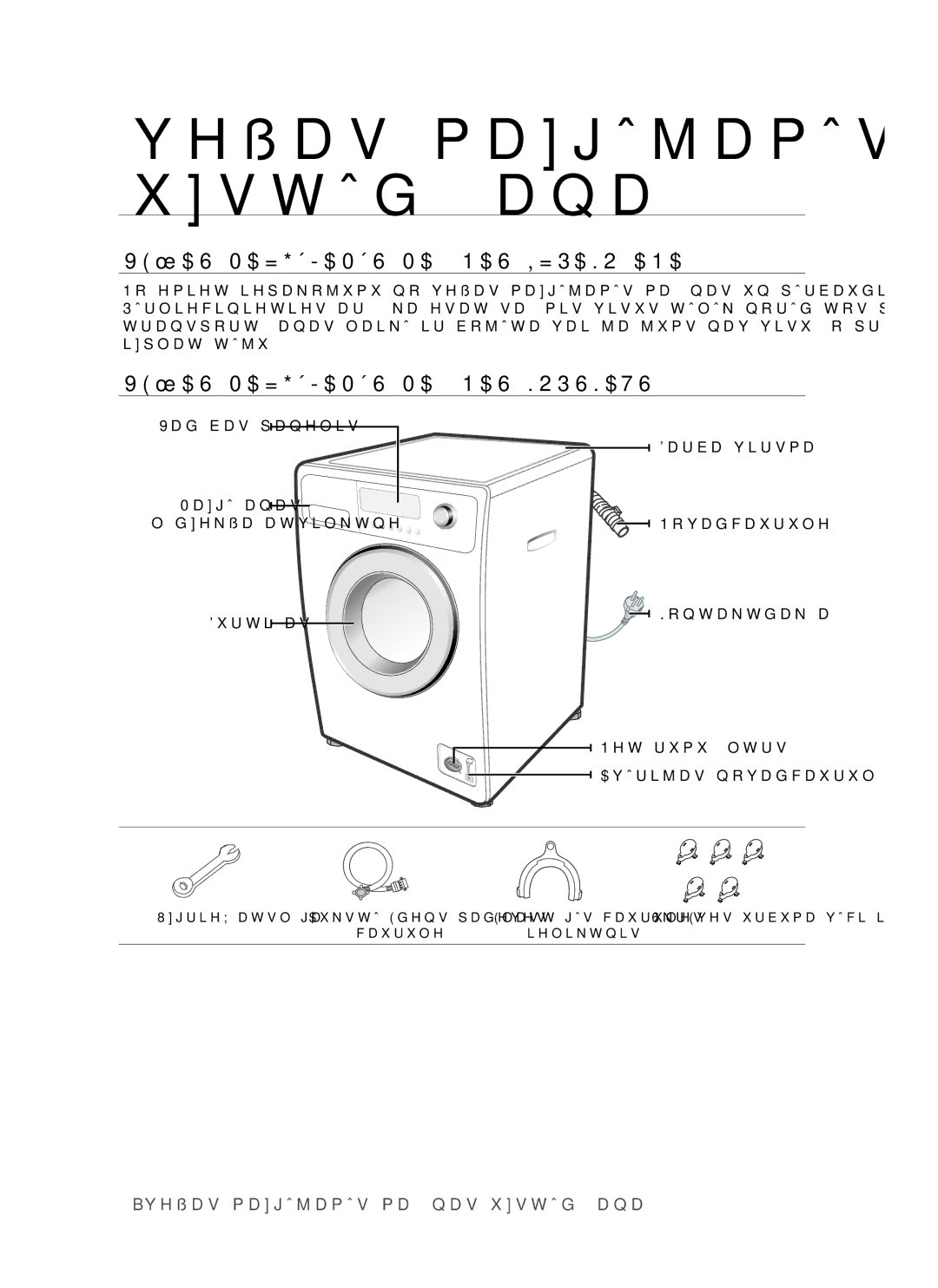 Samsung WF8522S9P/YLR, WF8452S9P/YLR manual Veļas mazgājamās mašīnas uzstādīšana, Veļas Mazgājamās Mašīnas Izpakošana 