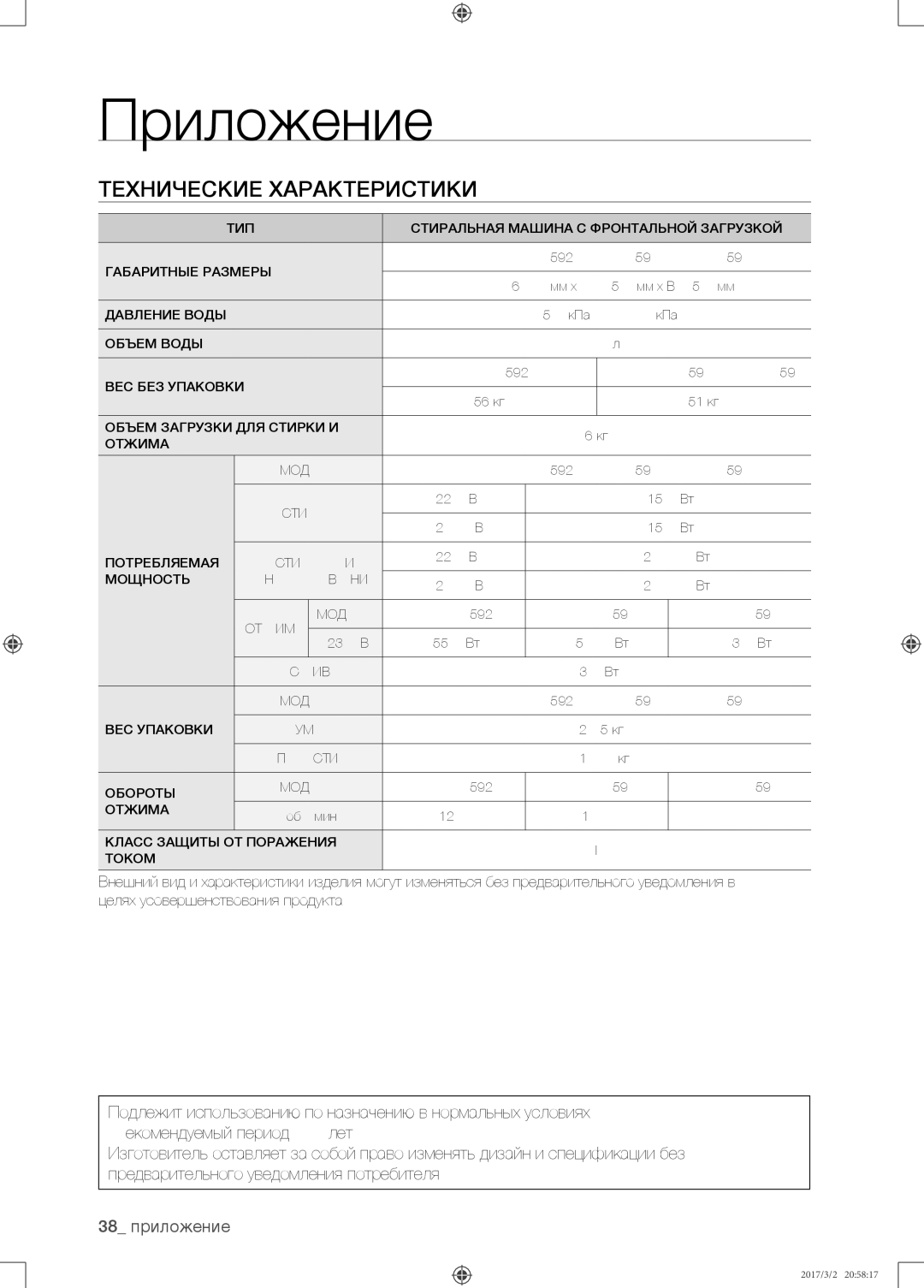 Samsung WF8590NMW9/YLP, WF8590NMS/YLP manual 38 приложение 