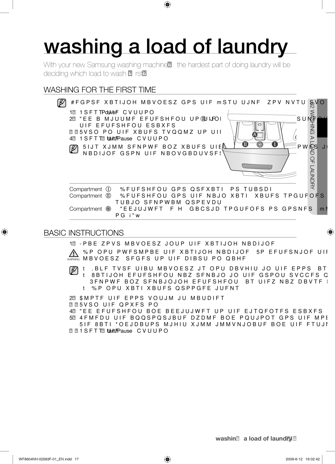 Samsung WF8602NHW/XEE manual Washing a load of laundry, Washing for the First Time, Basic Instructions 