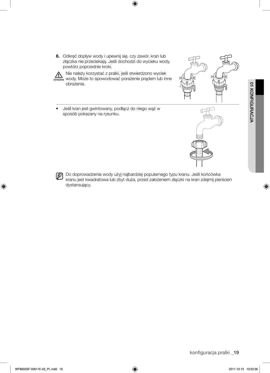 Samsung WF8602SFS/XEH, WF8602SFV/XEH, WF8500SFV/XEH, WF8502SFV/XEH manual Konfiguracja pralki 