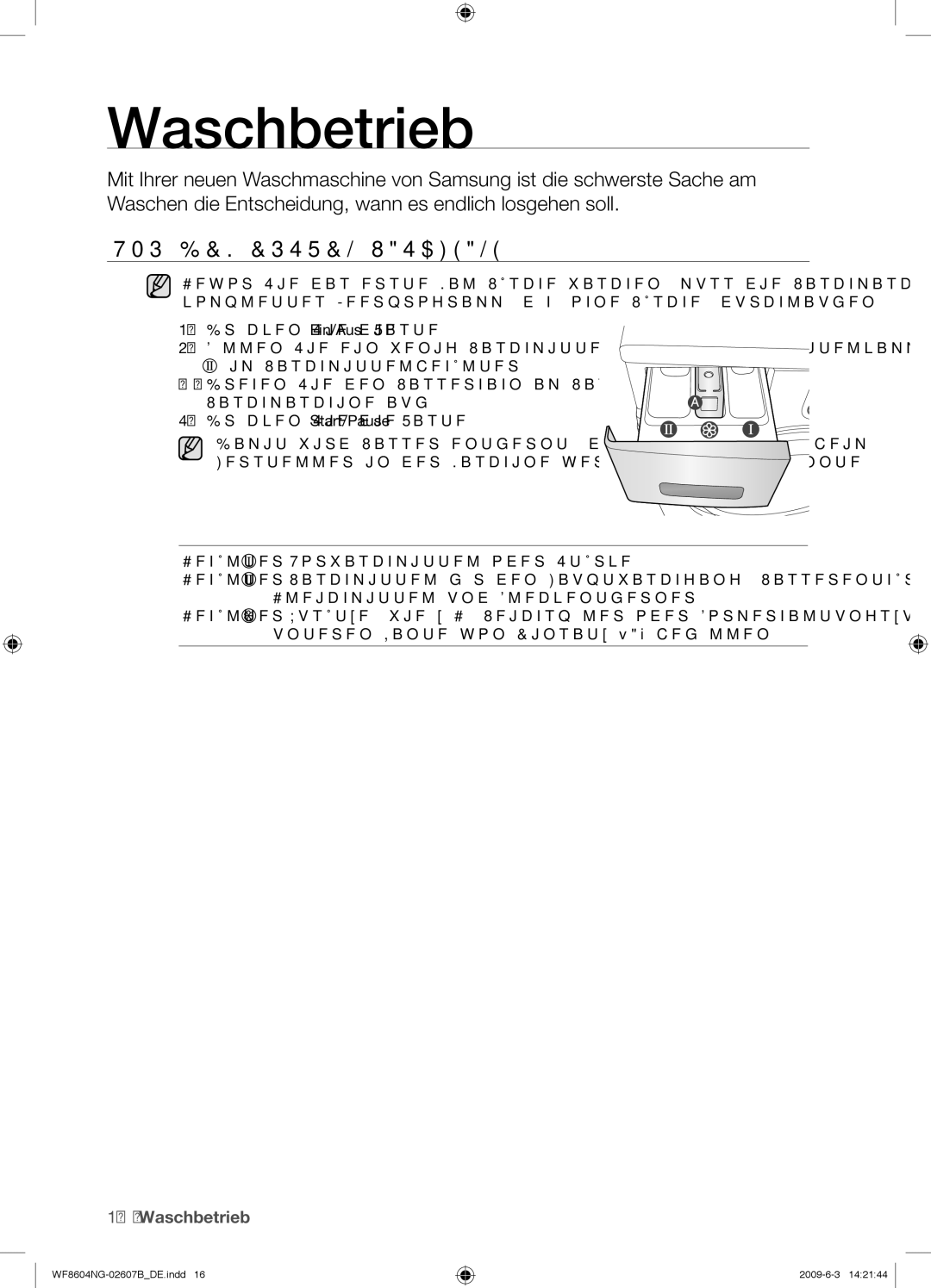 Samsung WF8604NGV/XEG manual Waschbetrieb, VOR DEM Ersten Waschgang 