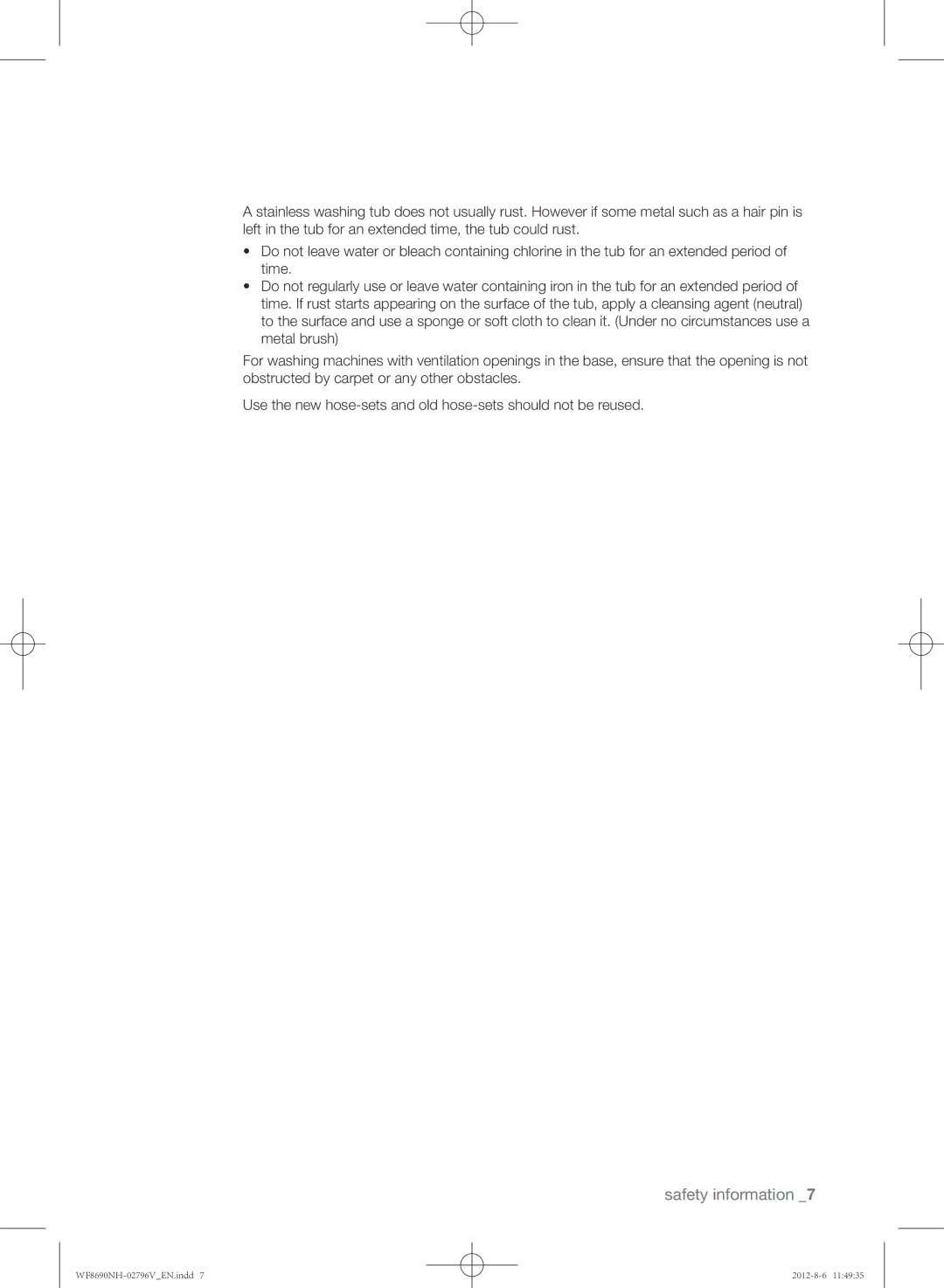 Samsung WF8690NHS/YLO manual Safety information 