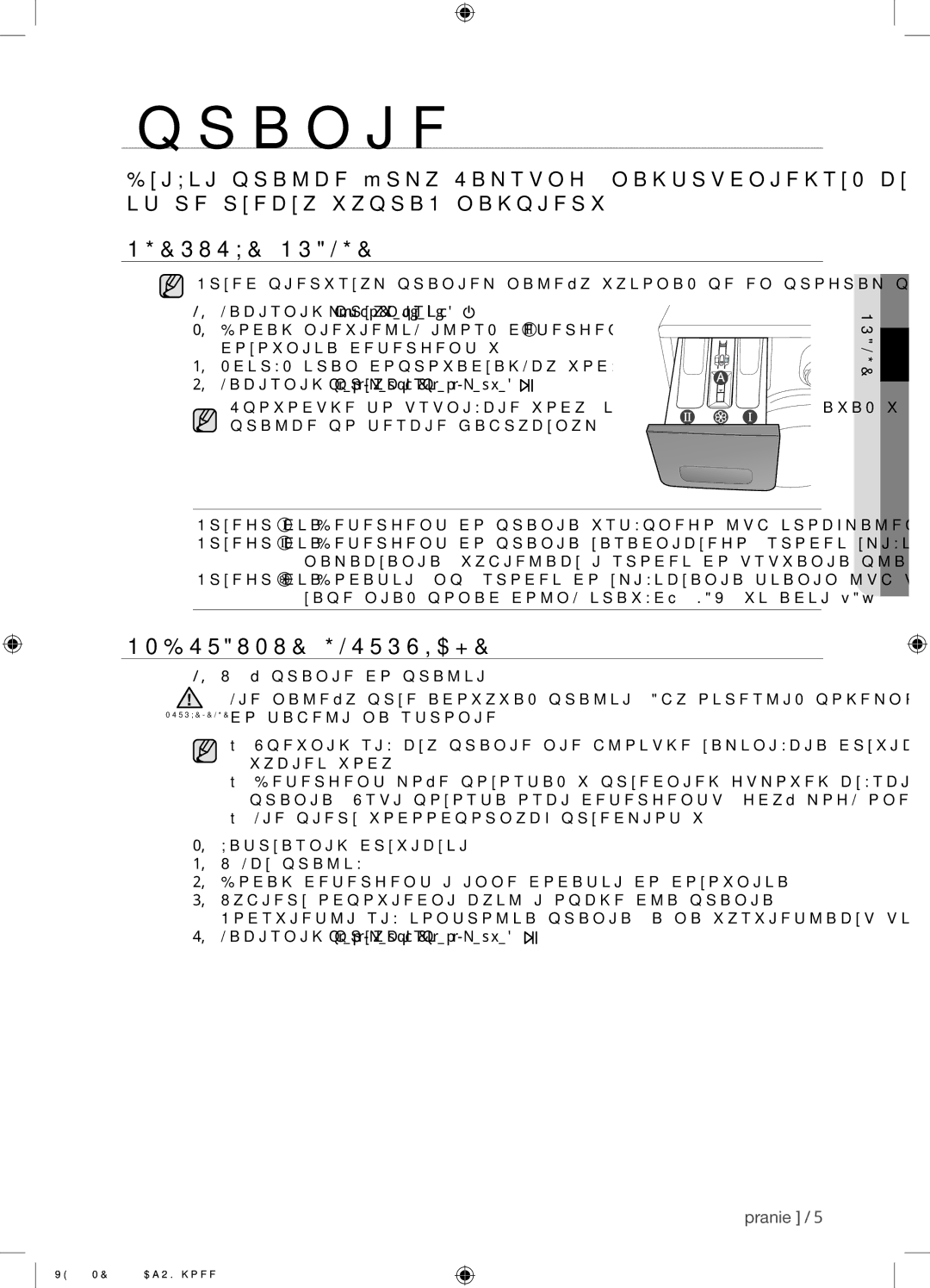 Samsung WF8702NDW/XEH manual Pierwsze Pranie, Podstawowe Instrukcje 