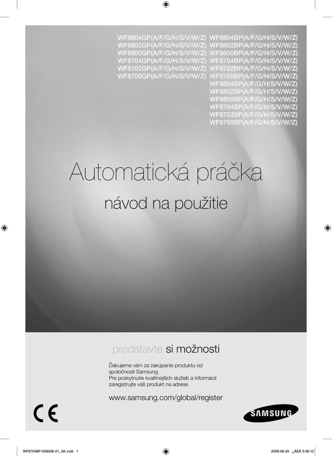 Samsung WF8704BPG/XEH manual Automatická práčka 