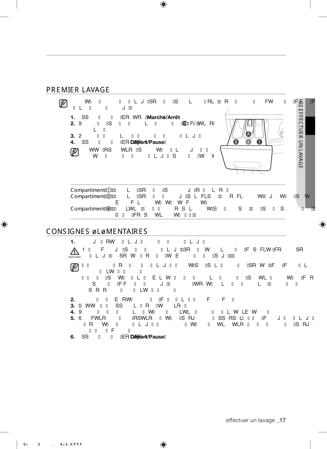 Samsung WF8704LSW/XEF, WF8704LSW1/XEF manual Effectuer un lavage, Premier Lavage, Consignes Élémentaires 