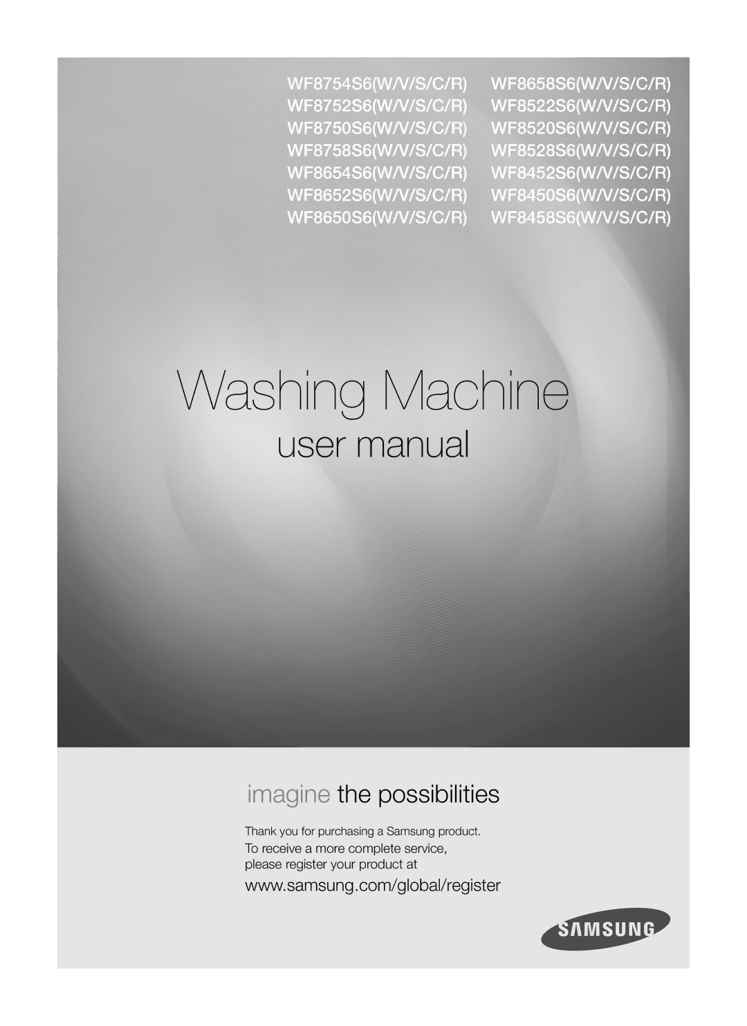 Samsung WF8650S6C1/XSV, WF8750S6C1/XSV manual Washing Machine 