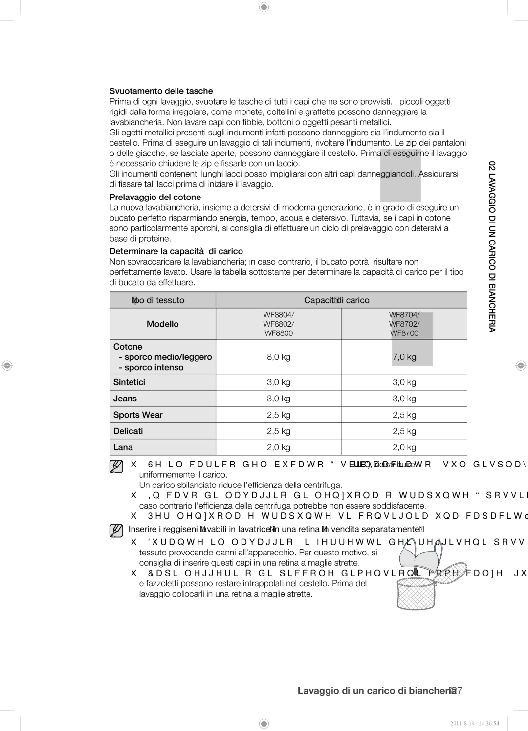 Samsung WF8802DPF1/XET, WF8802DPF/XET, WF8800DPF/XET manual Svuotamento delle tasche, Modello 