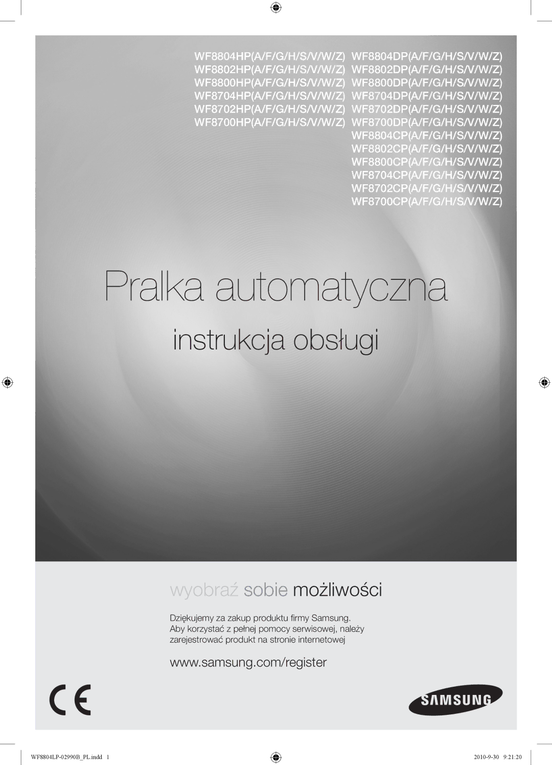 Samsung WF8804LPV/XEH manual Pralka automatyczna 