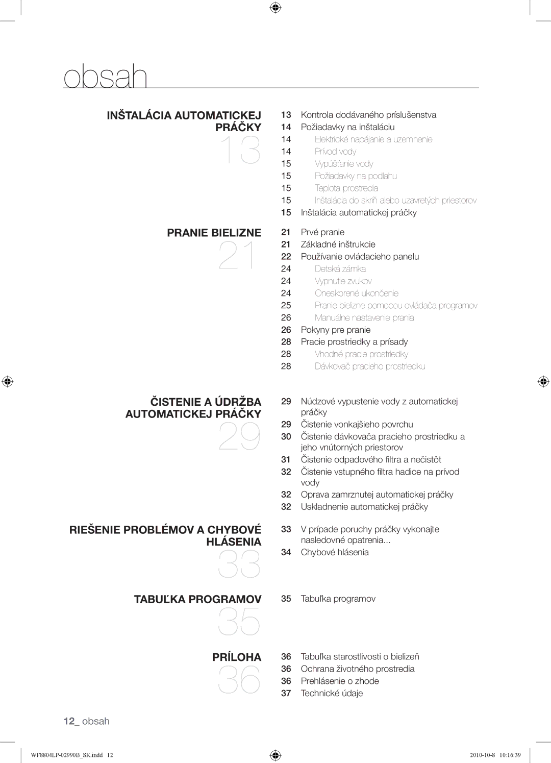 Samsung WF8804LPV/XEH manual Pranie Bielizne 