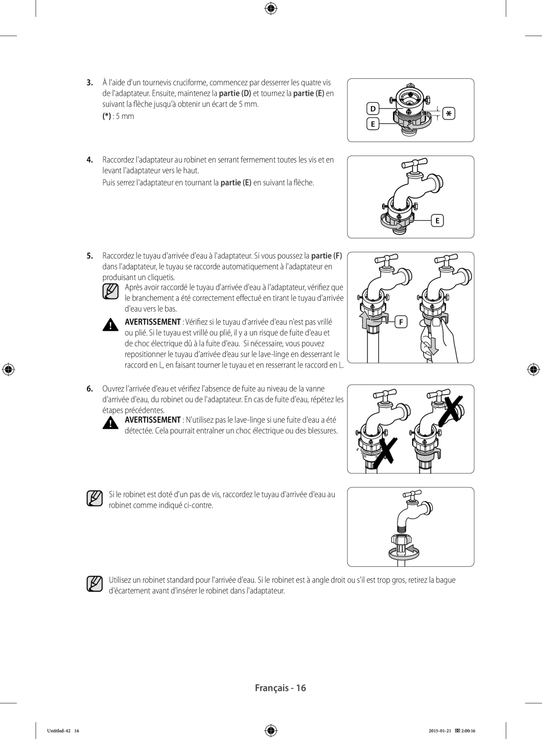 Samsung WF90F5E0W2W/EF manual Français 