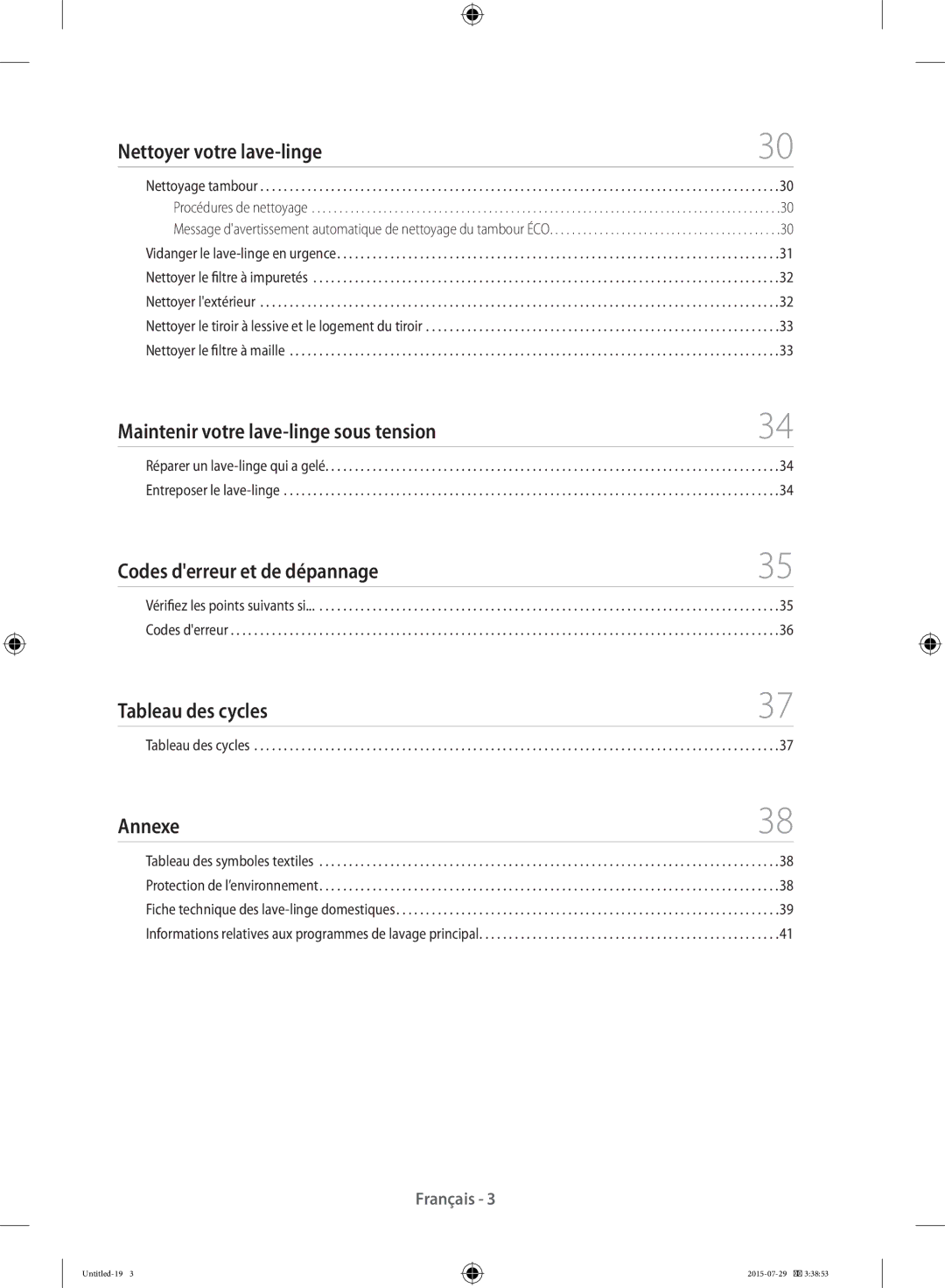 Samsung WF90F5E3U4W/EF, WF90F5E5U4W/EF, WF90F5EBU4W/EF manual Codes derreur et de dépannage 