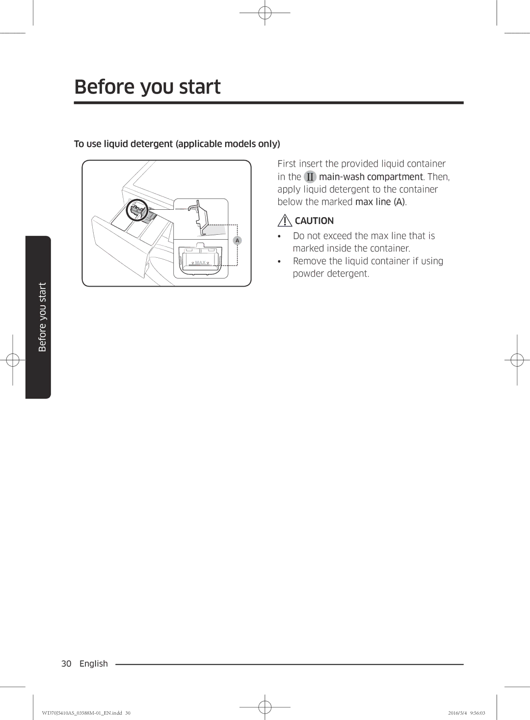 Samsung WF90F5EBP4W/EG manual Before you start 