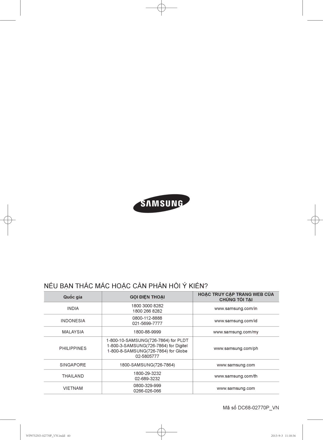 Samsung WF9752N5W/SV, WF9752N5C/XSV manual NẾU BẠN Thắc MẮC Hoặc CẦN Phản HỒI Ý KIẾN? 